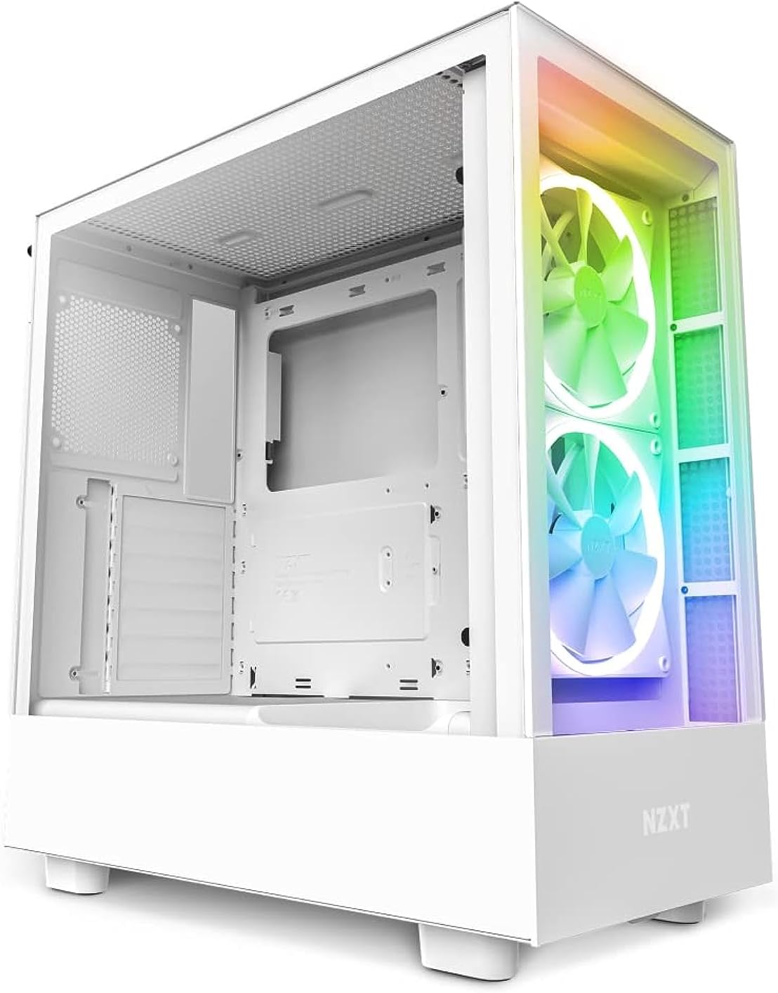 NZXT H6 Flow | CC-H61FW-01 | Compact Dual-Chamber Mid-Tower Airflow Case | Panoramic Glass Panels | High-Performance Airflow Panels | Includes 3 X 120Mm Fans | Cable Management | White