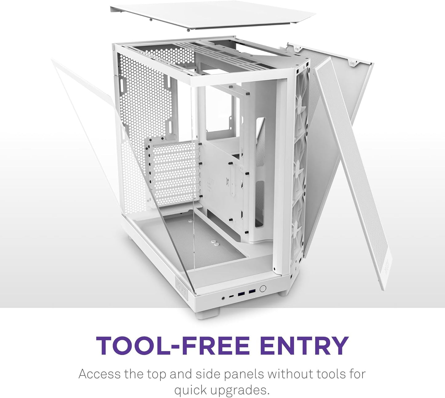 NZXT H6 Flow | CC-H61FW-01 | Compact Dual-Chamber Mid-Tower Airflow Case | Panoramic Glass Panels | High-Performance Airflow Panels | Includes 3 X 120Mm Fans | Cable Management | White