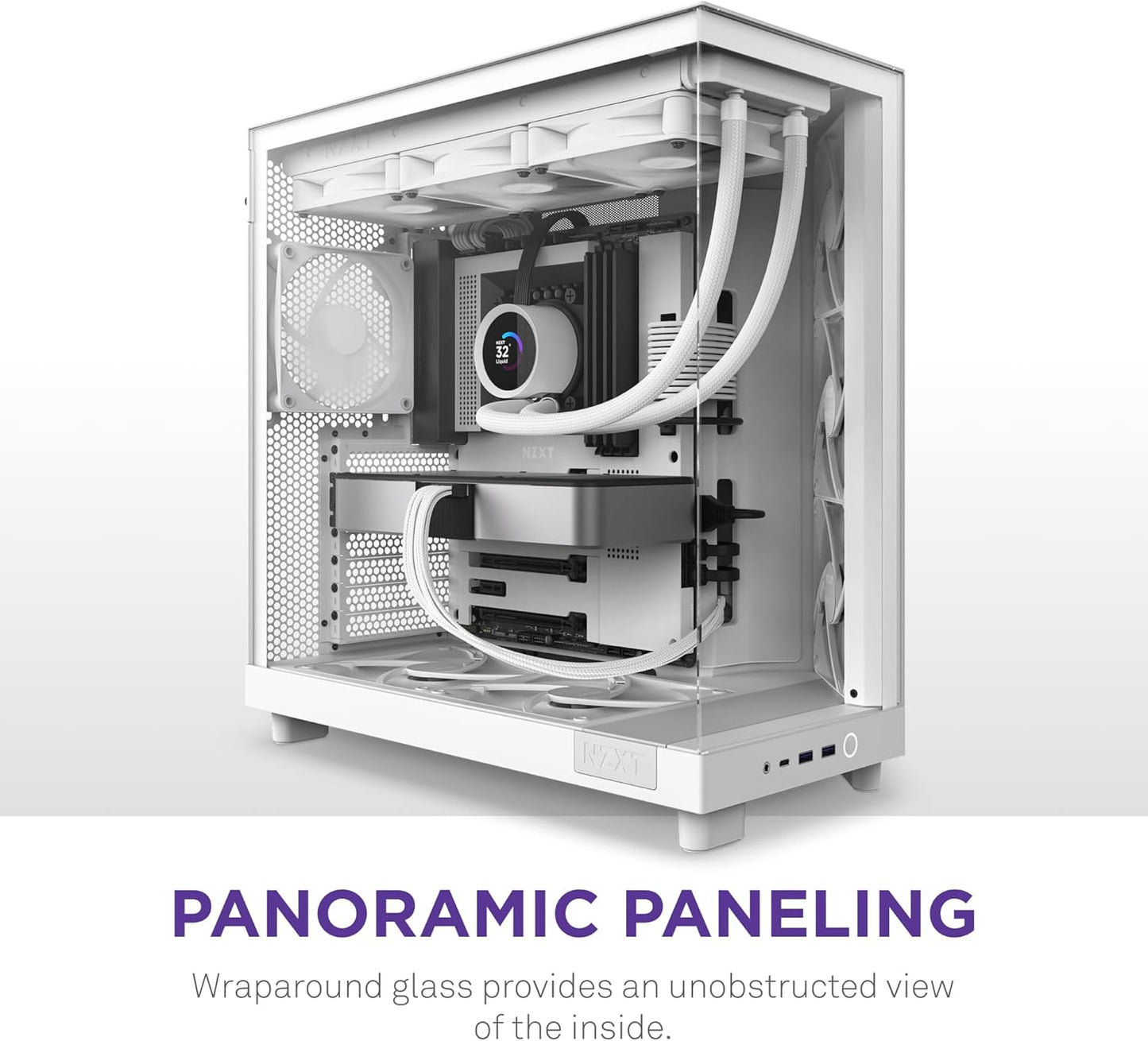 NZXT H6 Flow | CC-H61FW-01 | Compact Dual-Chamber Mid-Tower Airflow Case | Panoramic Glass Panels | High-Performance Airflow Panels | Includes 3 X 120Mm Fans | Cable Management | White