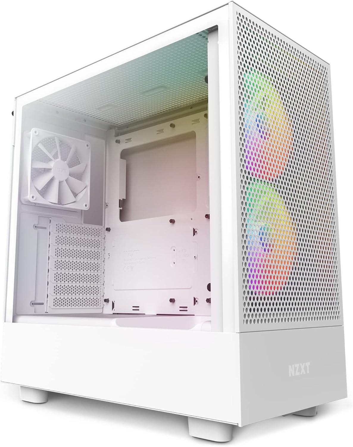 NZXT H6 Flow | CC-H61FW-01 | Compact Dual-Chamber Mid-Tower Airflow Case | Panoramic Glass Panels | High-Performance Airflow Panels | Includes 3 X 120Mm Fans | Cable Management | White