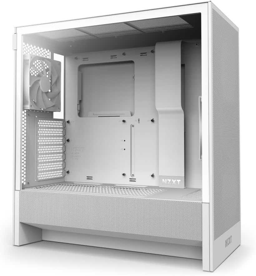 NZXT H6 Flow | CC-H61FW-01 | Compact Dual-Chamber Mid-Tower Airflow Case | Panoramic Glass Panels | High-Performance Airflow Panels | Includes 3 X 120Mm Fans | Cable Management | White