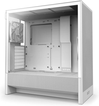 NZXT H6 Flow | CC-H61FW-01 | Compact Dual-Chamber Mid-Tower Airflow Case | Panoramic Glass Panels | High-Performance Airflow Panels | Includes 3 X 120Mm Fans | Cable Management | White