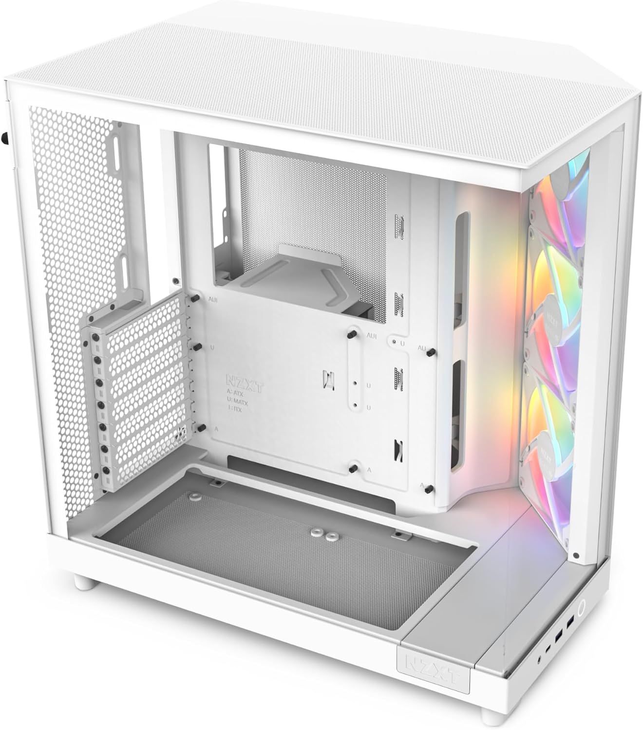 NZXT H6 Flow | CC-H61FW-01 | Compact Dual-Chamber Mid-Tower Airflow Case | Panoramic Glass Panels | High-Performance Airflow Panels | Includes 3 X 120Mm Fans | Cable Management | White
