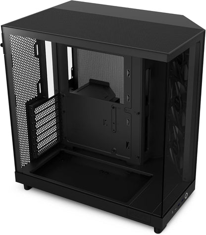 NZXT H6 Flow | CC-H61FW-01 | Compact Dual-Chamber Mid-Tower Airflow Case | Panoramic Glass Panels | High-Performance Airflow Panels | Includes 3 X 120Mm Fans | Cable Management | White