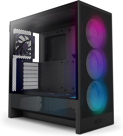 NZXT H6 Flow | CC-H61FW-01 | Compact Dual-Chamber Mid-Tower Airflow Case | Panoramic Glass Panels | High-Performance Airflow Panels | Includes 3 X 120Mm Fans | Cable Management | White