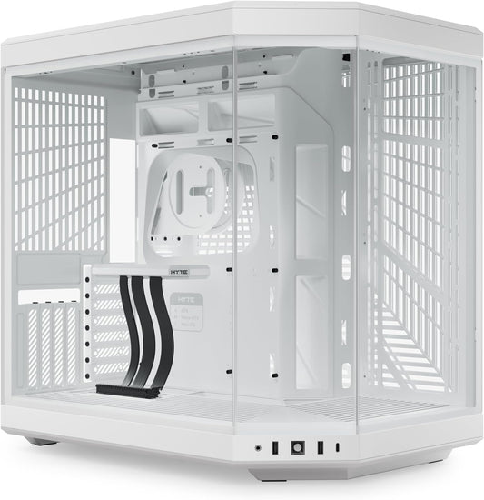 HYTE Y70 Upgraded Modern Aesthetic Dual Chamber Panoramic Tempered Glass Mid-Tower ATX Computer Gaming Case with PCIE 4.0 Riser Cable Included, Snow White (CS-HYTE-Y70-WW)
